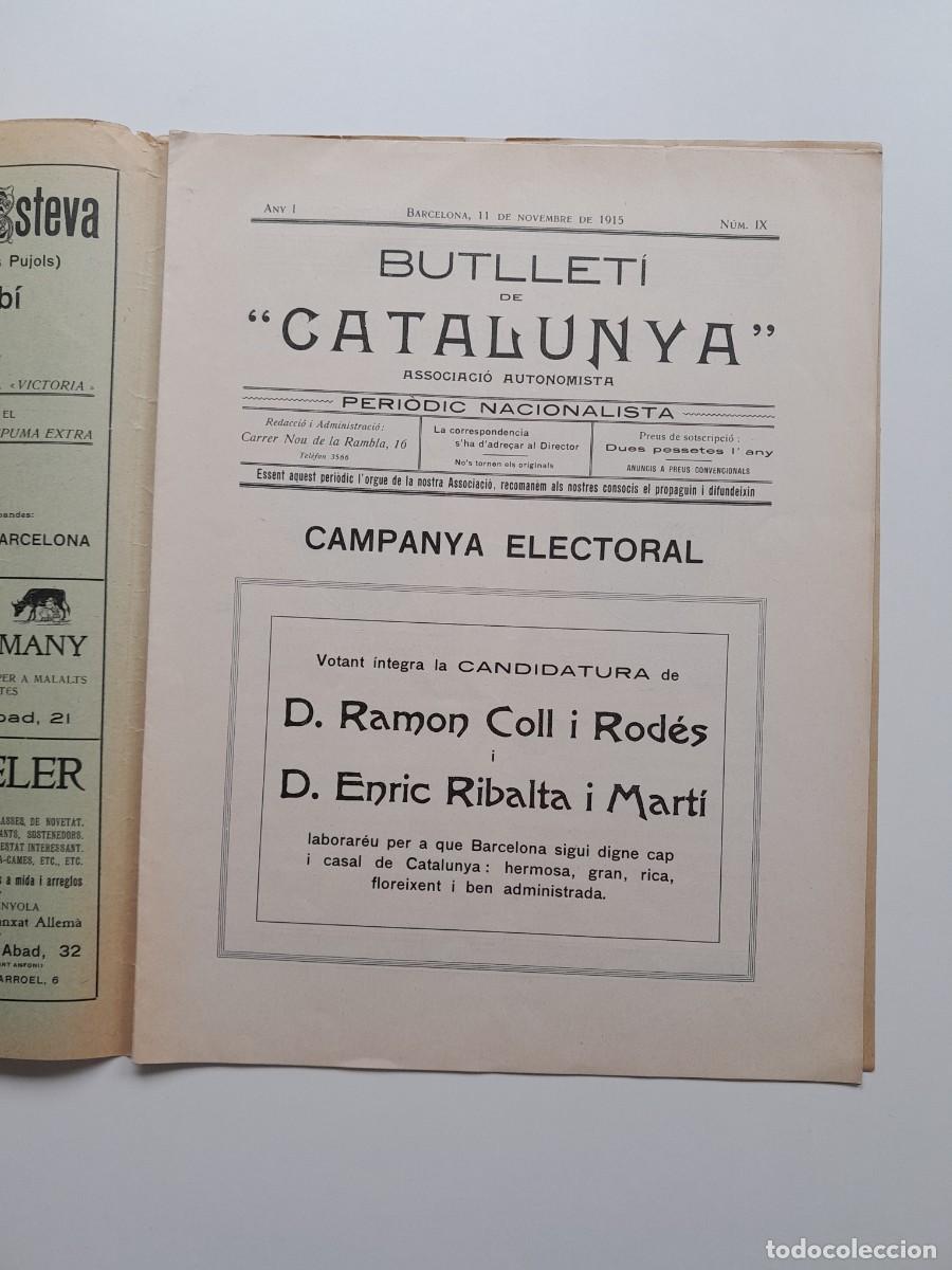 Sammeln von Zeitschriften und Zeitungen: BUTLLET&Iacute; DE CATALUNYA (BARCELONA) - ANY 1, N&Uacute;M. 9 (11 NOVEMBRE 1915)