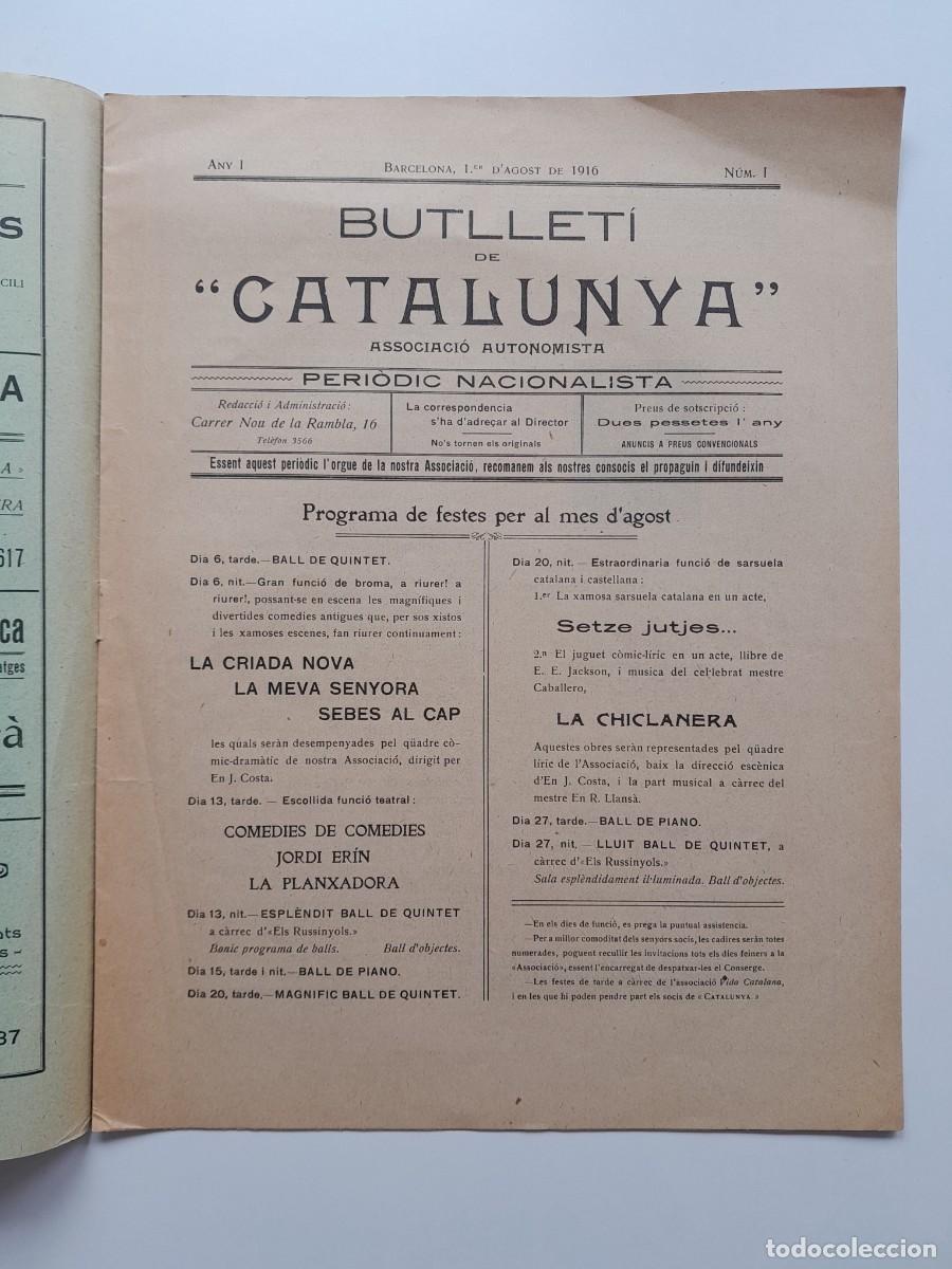 Sammeln von Zeitschriften und Zeitungen: BUTLLET&Iacute; DE CATALUNYA (BARCELONA) - ANY 1, N&Uacute;M. 1 (1 AGOST 1916)