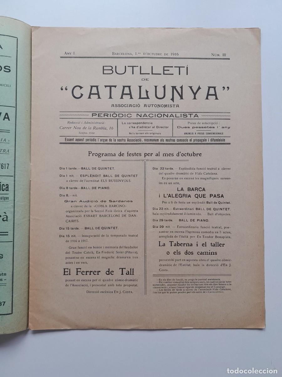Sammeln von Zeitschriften und Zeitungen: BUTLLET&Iacute; DE CATALUNYA (BARCELONA) - ANY 1, N&Uacute;M. 3 (1 OCTUBRE 1916)