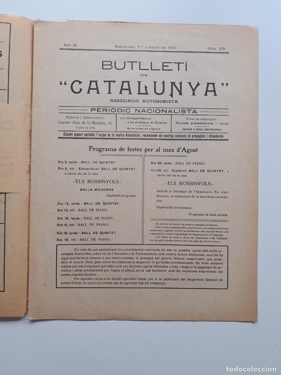 Sammeln von Zeitschriften und Zeitungen: BUTLLET&Iacute; DE CATALUNYA (BARCELONA) - ANY 3, N&Uacute;M. 13 (1 AGOST 1917)
