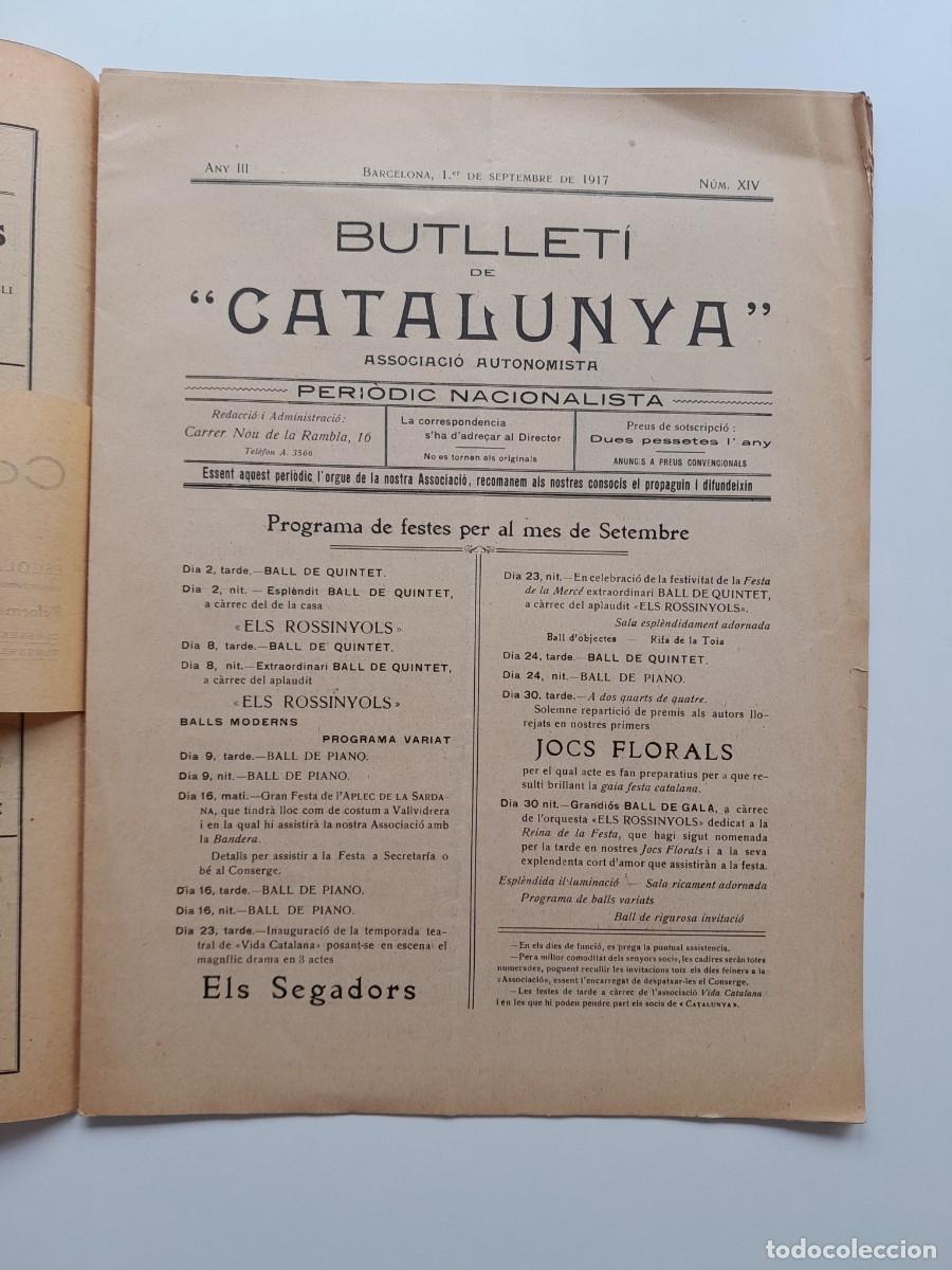 Sammeln von Zeitschriften und Zeitungen: BUTLLET&Iacute; DE CATALUNYA (BARCELONA) - ANY 3, N&Uacute;M. 14 (1 SETEMBRE 1917)