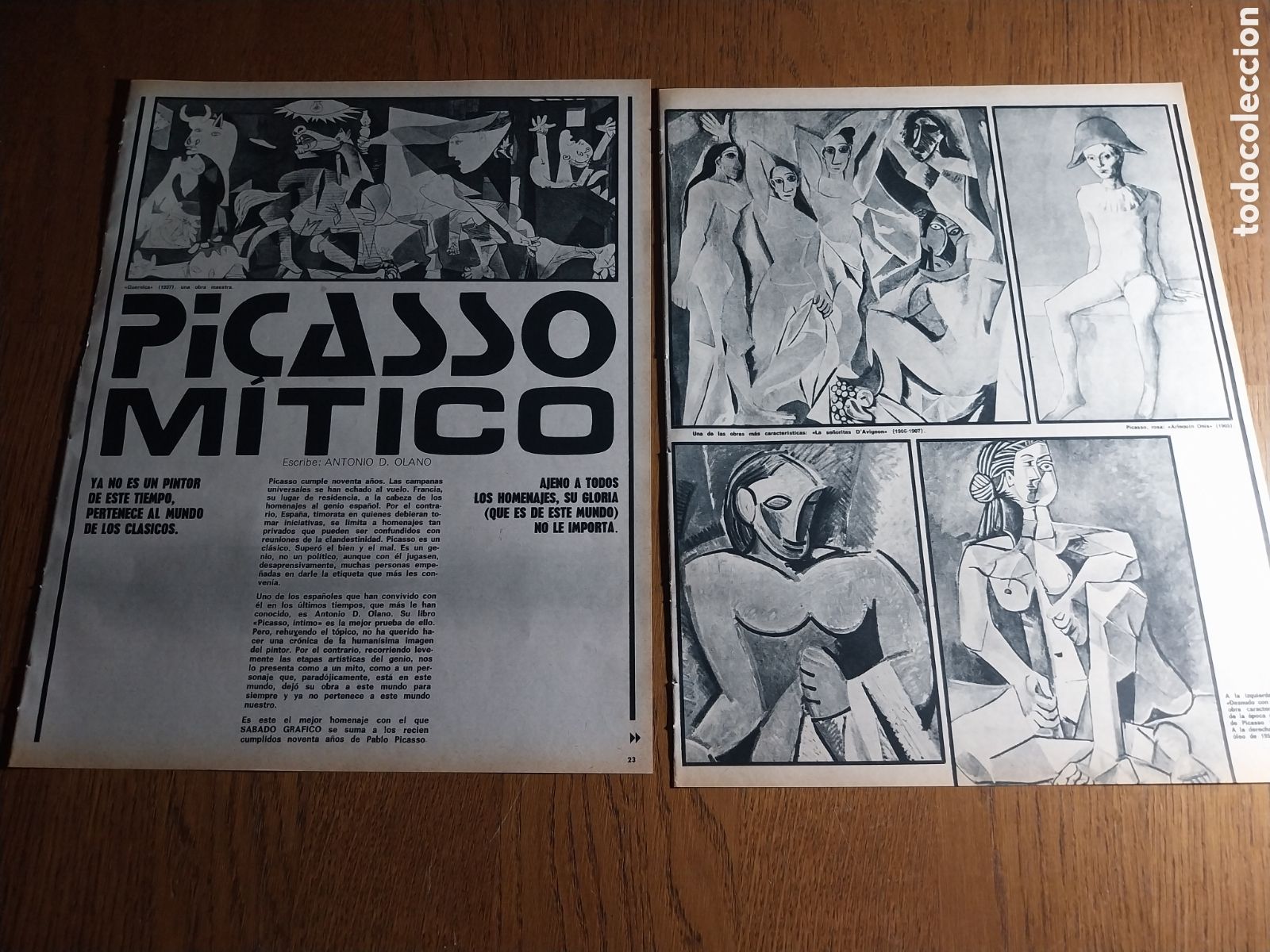 Coleccionismo de Revistas y Peri&oacute;dicos: PICASSO MITICO . ARTICULO 4 PAGINAS . A&Ntilde;O 1971