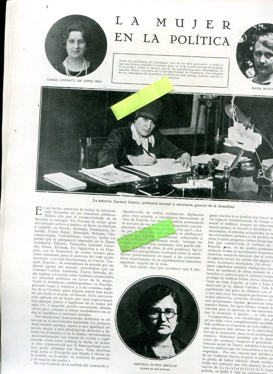 Sammeln von Zeitschriften und Zeitungen: REVISTA A&Ntilde;O 1928 MUJERES FEMINISTAS TERESA LURRATTI MARIA MAEZTU CARMEN CUESTA OLORIZ ARCELUS