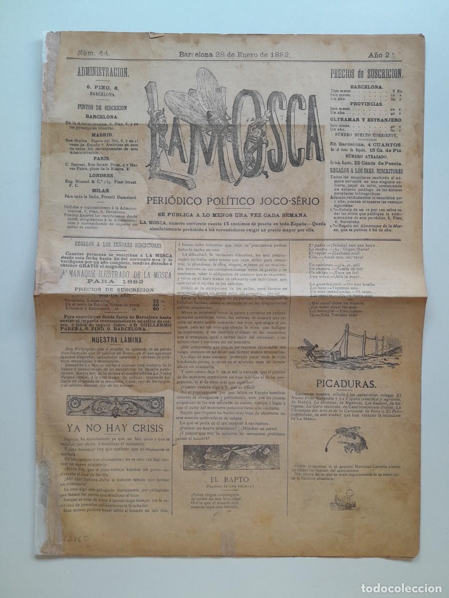 Colecionismo de Revistas e Jornais: LA MOSCA. PERI&Oacute;DICO POL&Iacute;TICO JOCO-S&Eacute;RIO (BARCELONA) - ANY 2, N&Uacute;M. 44 (28 GENER 1882)