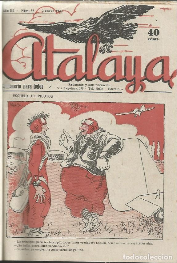 Coleccionismo de revistas y peri&oacute;dicos: SEMANARIO ATALAYA - 1943 - Nos. 56 a 107