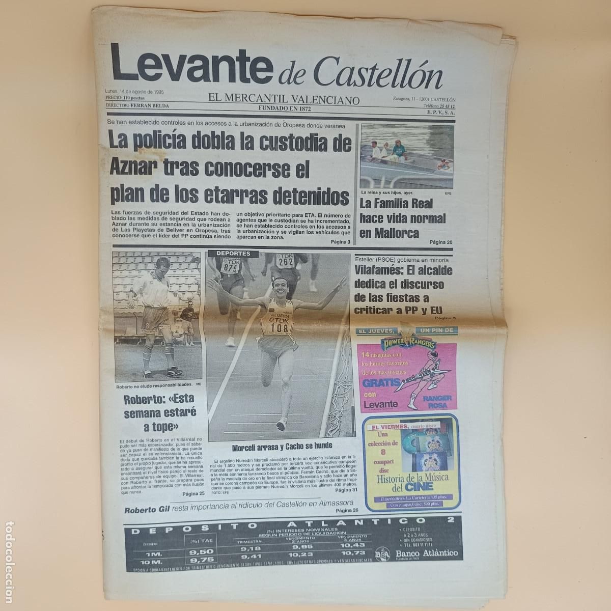 Collectionnisme de Revues et Journaux: PERIODICO LEVANTE DE CASTELLON 14 DE AGOSTO DE 1995