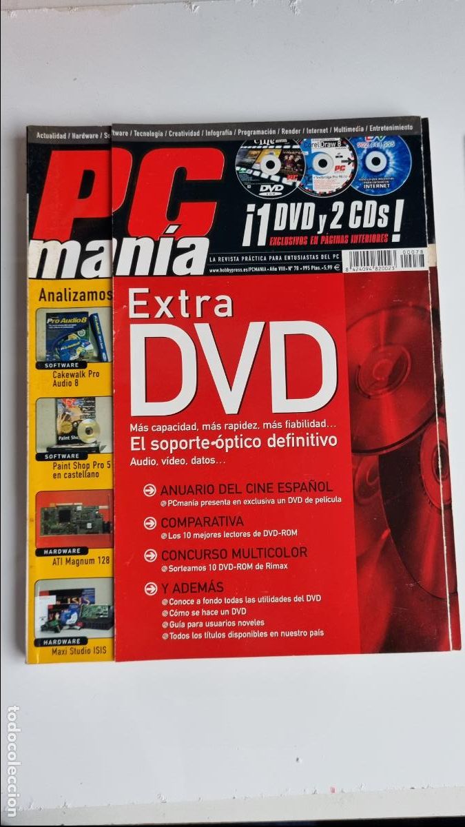 Coleccionismo de Revistas y Peri&oacute;dicos: Revista PCMan&iacute;a N&ordm;78 &ndash; A&ntilde;o 2000 &ndash; Especial DVD, Cakewalk Pro, ATI Magnum 128
