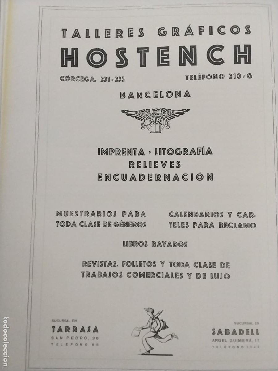 Collezionismo di Riviste e Giornali: TALLERES GRAFICOS HOSTENCH BARCELONA IMPRENTA LITOGRAFIA RELIEVES HOJA A&Ntilde;O 1926
