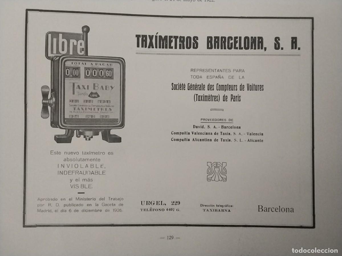 Sammeln von Zeitschriften und Zeitungen: TAXIMETROS BARCELONA S.A. NUEVO TAXI BABY HOJA A&Ntilde;O 1926