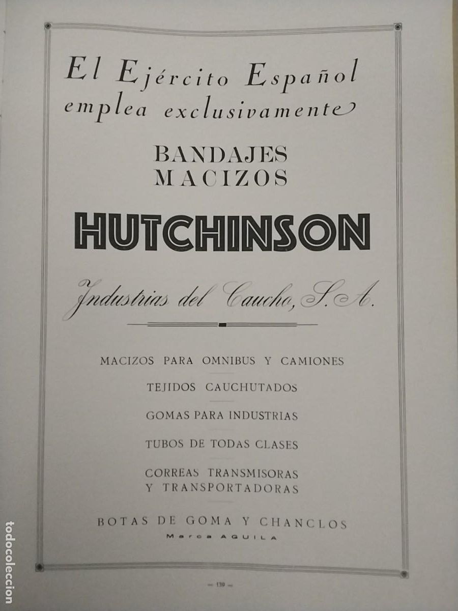 Sammeln von Zeitschriften und Zeitungen: INDUSTRIAS DEL CAUCHO BANDAJES MACIZOS HUTCHINSON EJERCITO ESPA&Ntilde;OL HOJA A&Ntilde;O 1926