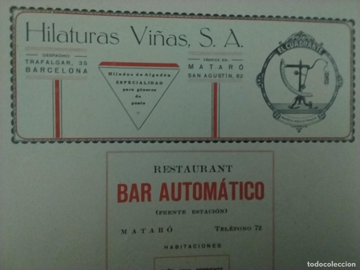 Collection Magazines and Newspapers: FABRICA HILATURAS VI&Ntilde;AS S.A. MARCA EL CUADRANTE MATARO BARCELONA HOJA A&Ntilde;O 1926