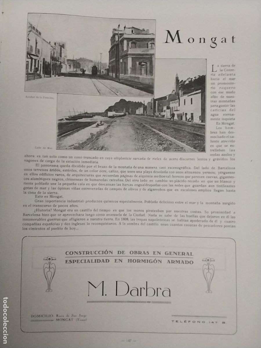 Collection Magazines and Newspapers: MONTGAT CONSTRUCCION OBRAS M.DARBRA / MANUFACTURAS KAEGI GENEROS PUNTO HOJA A&Ntilde;O 1926