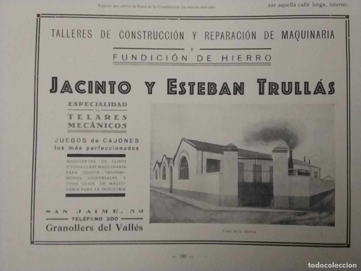 Coleccionismo de revistas y peri&oacute;dicos: FUNDICION HIERRO JACINTO Y ESTEBAN TRULLAS TELARES MECANICOS GRANOLLERS HOJA A&Ntilde;O 1926
