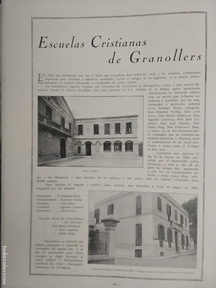 Collection Magazines and Newspapers: ESCUELAS CRISTIANAS DE GRANOLLERS ESTEBAN RIERA / ESTEBAN TRULLAS HOJA A&Ntilde;O 1926