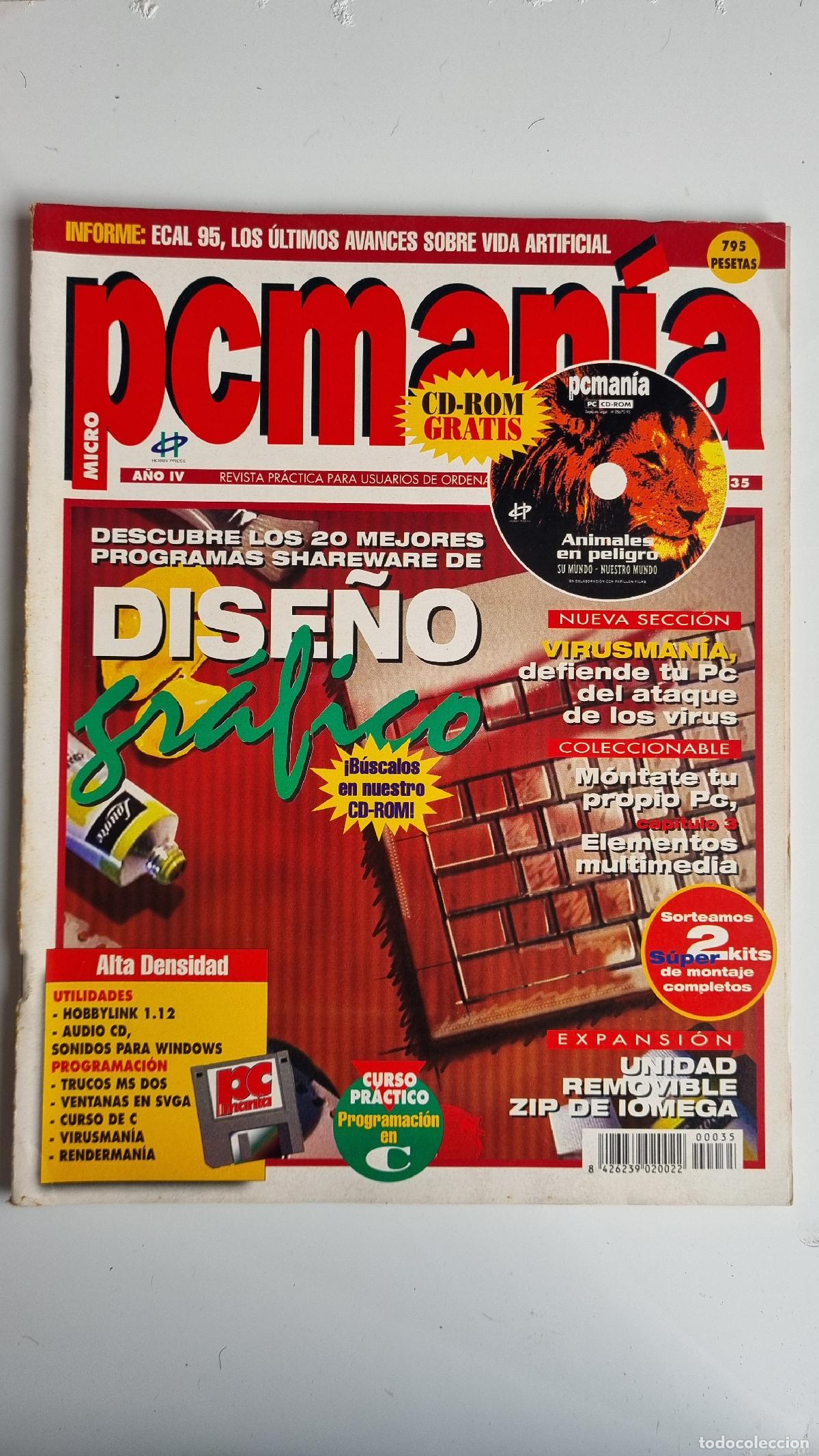 Coleccionismo de Revistas y Peri&oacute;dicos: Revista PCMan&iacute;a N&ordm; 35 - Vida artificial, los mejores programas de dise&ntilde;o gr&aacute;fico y la nueva secci&oacute;n