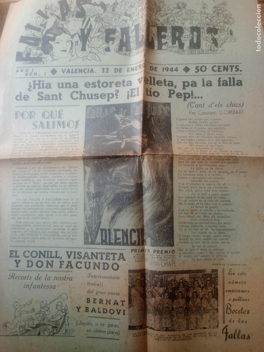 Coleccionismo de Revistas y Peri&oacute;dicos: FALLA FALLAS DE VALENCIA REVISTA FALLERA FALLAS Y FALLEROS 1944 FOTOS