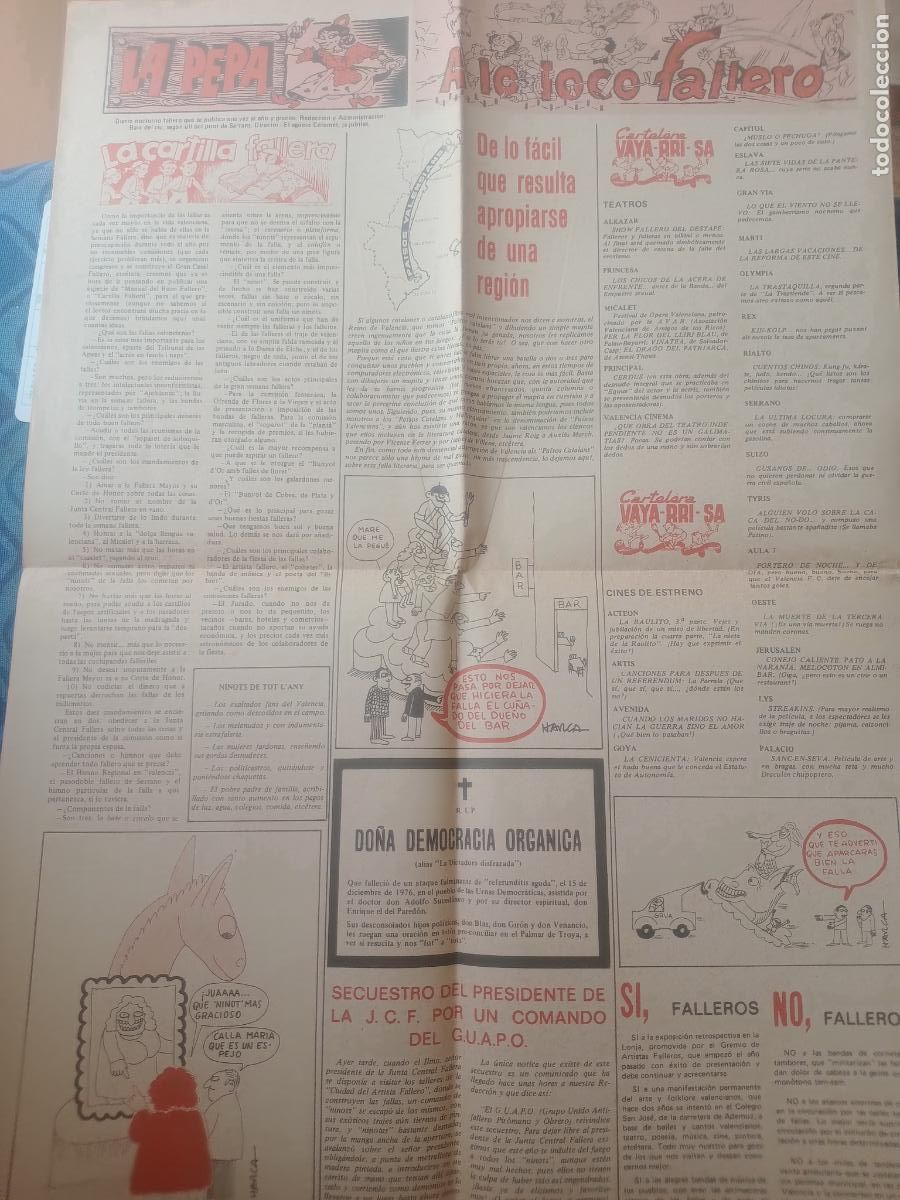 Coleccionismo de Revistas y Peri&oacute;dicos: FALLA FALLAS DE VALENCIA DIARIO FALLERO LA PERA 1976 CON MAPA DE VALENCIA