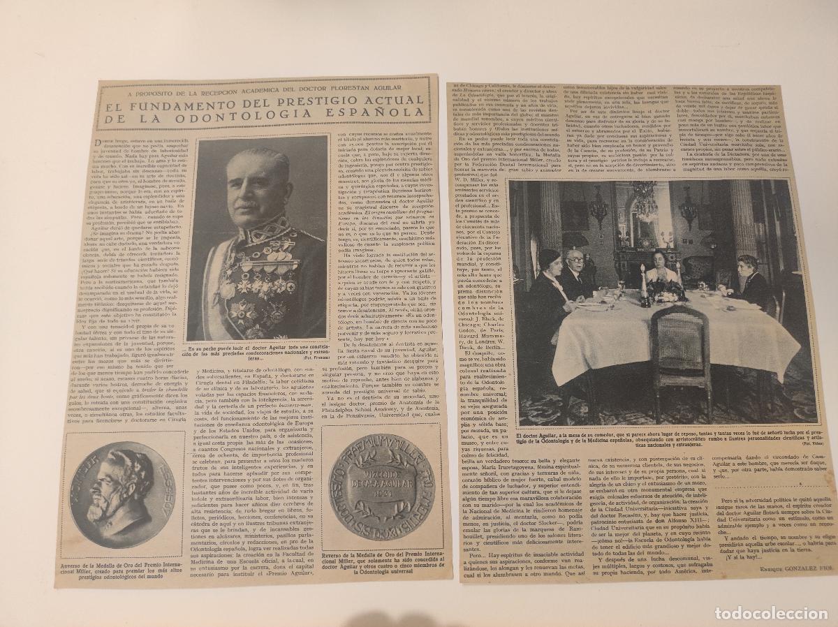 Coleccionismo de Revistas y Peri&oacute;dicos: 2 HOJAS REVISTA ORIGINALES CIRCA 1930. FUNDAMENTO PRESTIO ACTUAL ODONTOLOGIA ESPA&Ntilde;OLA. DR AGUILAR