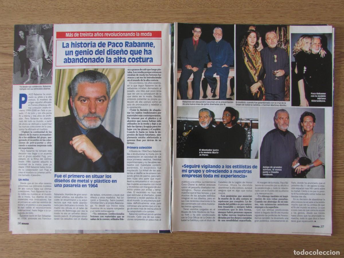Coleccionismo de Revistas y Peri&oacute;dicos: RECORTE REVISTA SEMANA 3103 1999 PACO RABANNE.