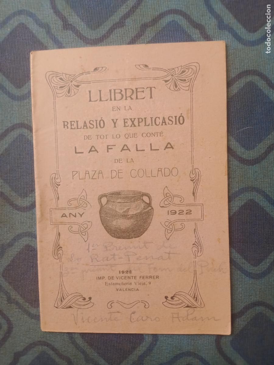 Coleccionismo de Revistas y Peri&oacute;dicos: LLIBRET FALLAS DE LA FALLA PLAZA DE COLLADO 1922