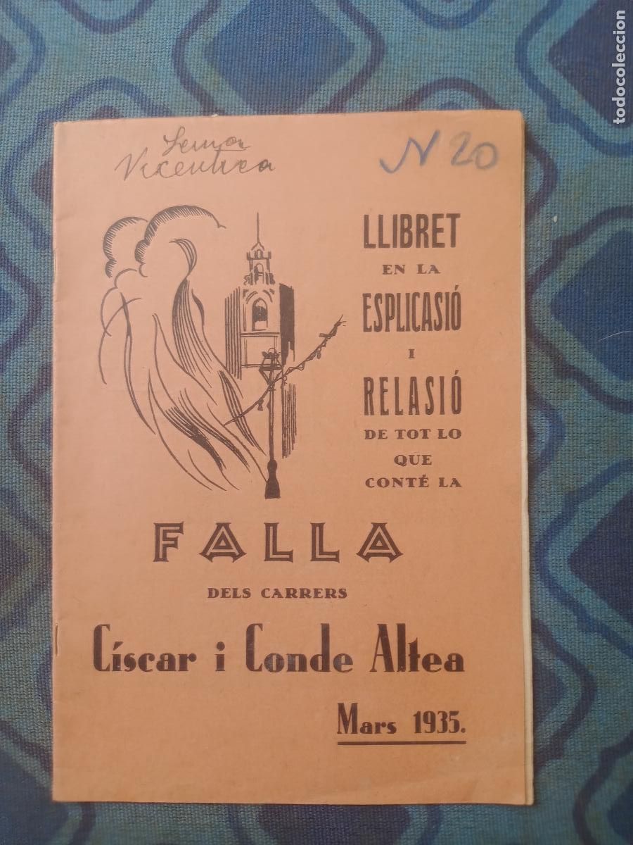 Coleccionismo de Revistas y Peri&oacute;dicos: LLIBRET FALLAS DE VALENCIA, FALLA CISCAR I CONDE ALTEA 1935