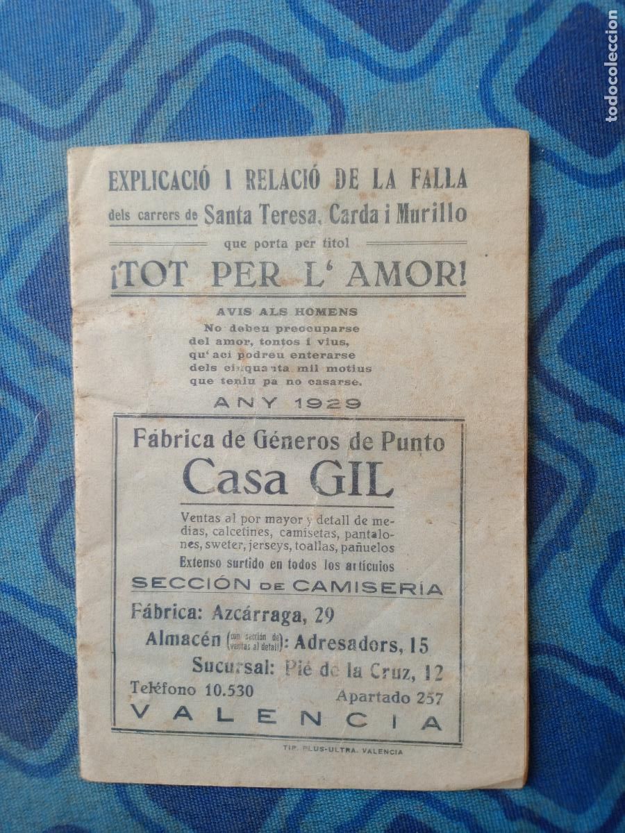 Coleccionismo de Revistas y Peri&oacute;dicos: REVISTA FALLERA, FALLAS DE VALENCIA, LLIBRET FALLA SANTA TERESA, CARDA I MURILLO 1929