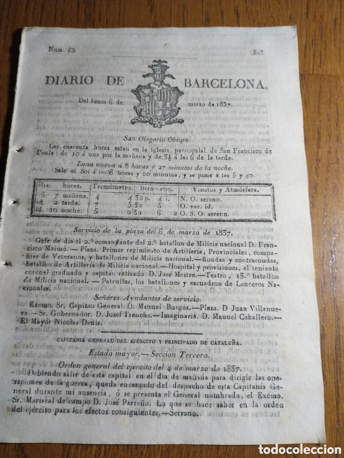 Collezionismo di Riviste e Giornali: DIARIO DE BARCELONA 1837 SAN FELIU DE LLOBREGAT DELITO DE ESTUPRO.JUNTA ACADEMIA D LAS BUENAS LETRAS