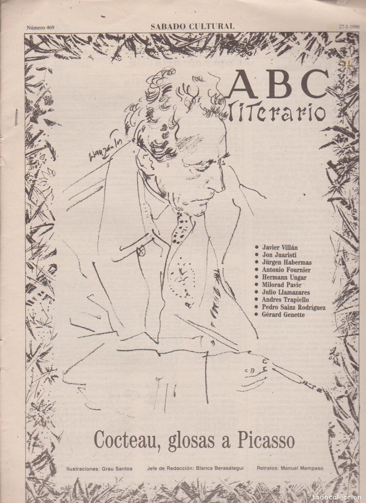 Coleccionismo de Revistas y Peri&oacute;dicos: Portada. Cocteau glosas a Picasso. Enero 1990. ABC Literario.