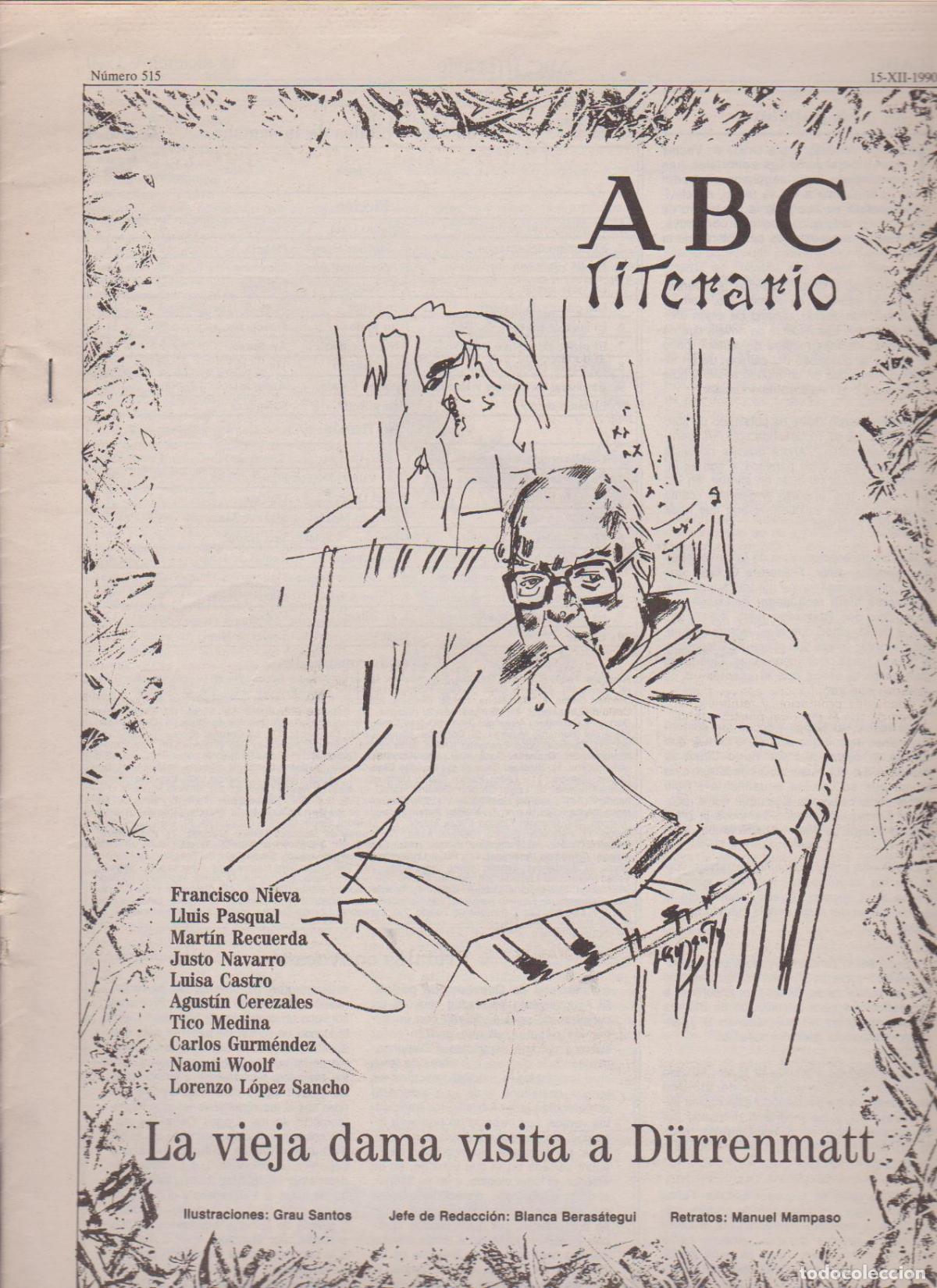 Coleccionismo de Revistas y Peri&oacute;dicos: Portada. Friedrich D&uuml;rrenmatt. Diciembre 1990. ABC Literario.