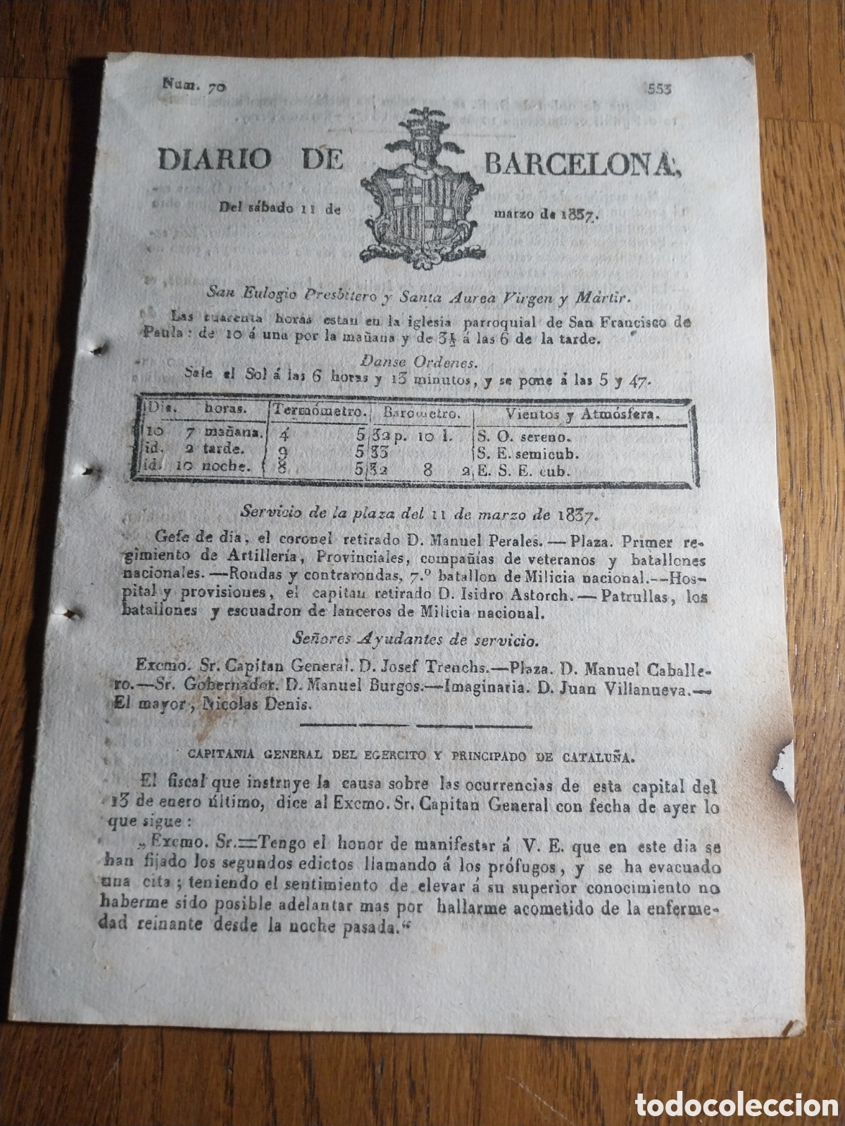 Collezionismo di Riviste e Giornali: DIARIO DE BARCELONA 1837.REVISTA EUROPEA PUBLICACION MENSUAL POR ANDRES BORREGO.DILIGENCIA MATAR&Oacute;