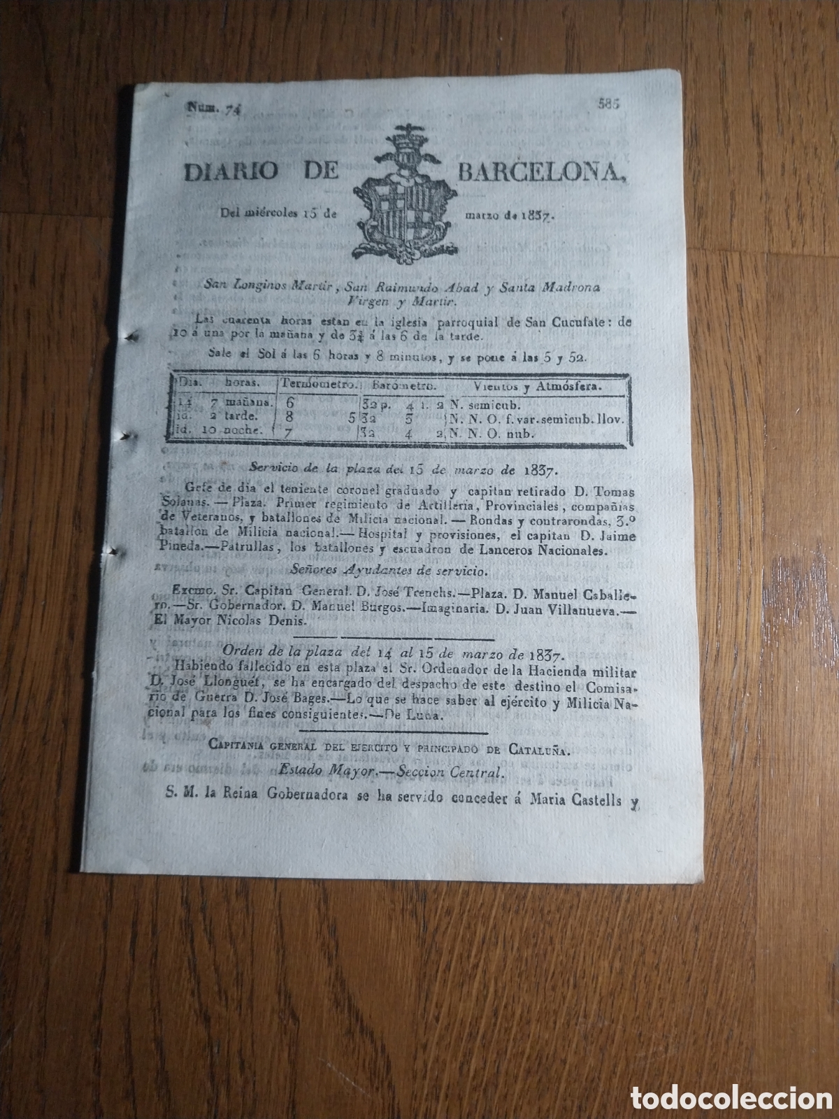 Collezionismo di Riviste e Giornali: DIARIO DE BARCELONA 1837 MEMORIA SOBRE REFORMA DEL SISTEMA ACTUAL DE DIEZMOS POR ALVAREZ MENDIZABAL
