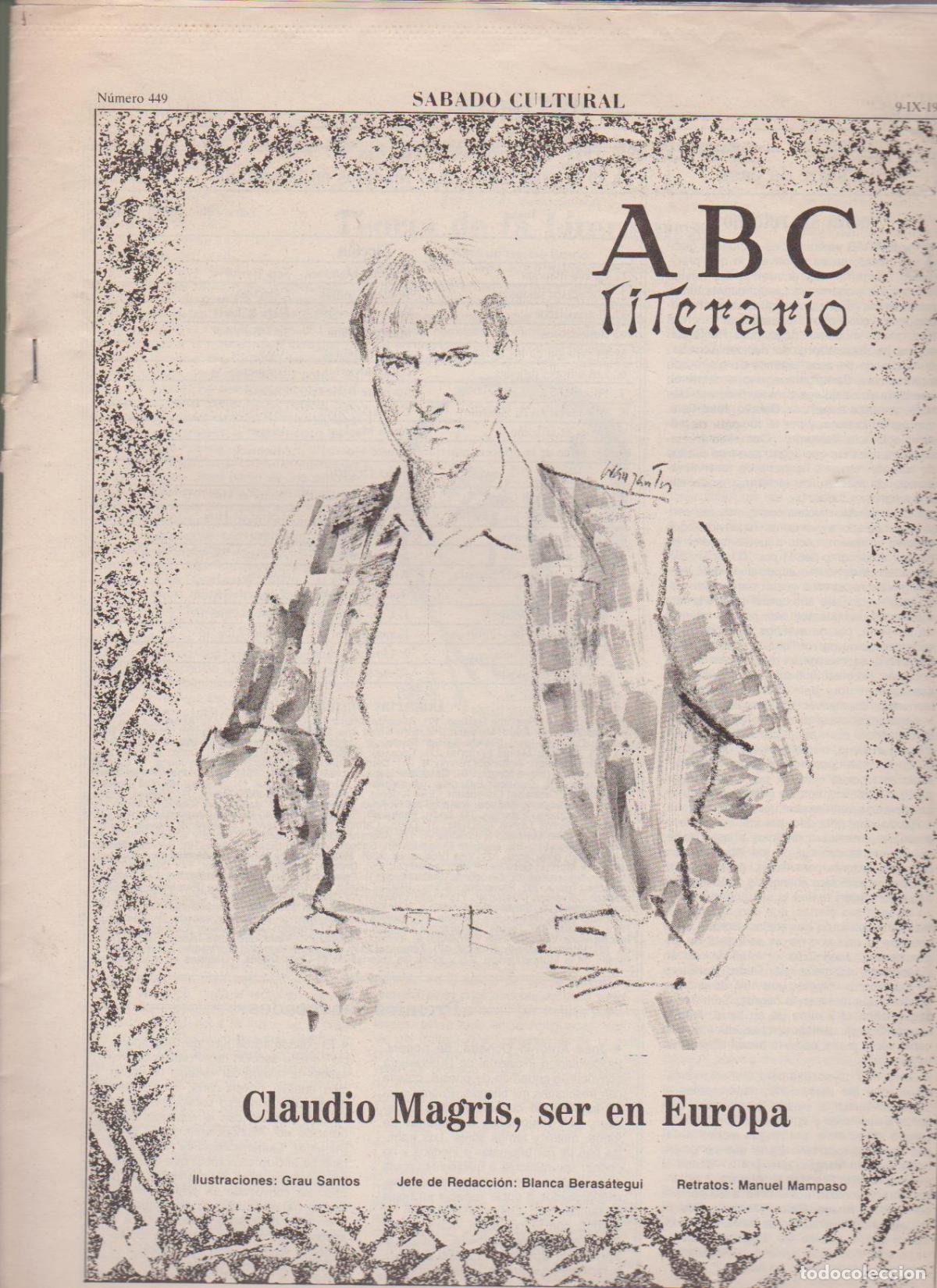 Coleccionismo de Revistas y Peri&oacute;dicos: Portada. Claudio Magris. Septiembre 1989. ABC Literario.