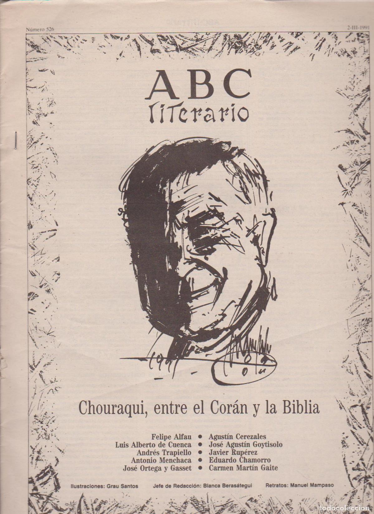 Coleccionismo de Revistas y Peri&oacute;dicos: Portada. Andr&eacute; Chouraqui. Entre el Cor&aacute;n y la Biblia. Marzo 1991. ABC Literario.