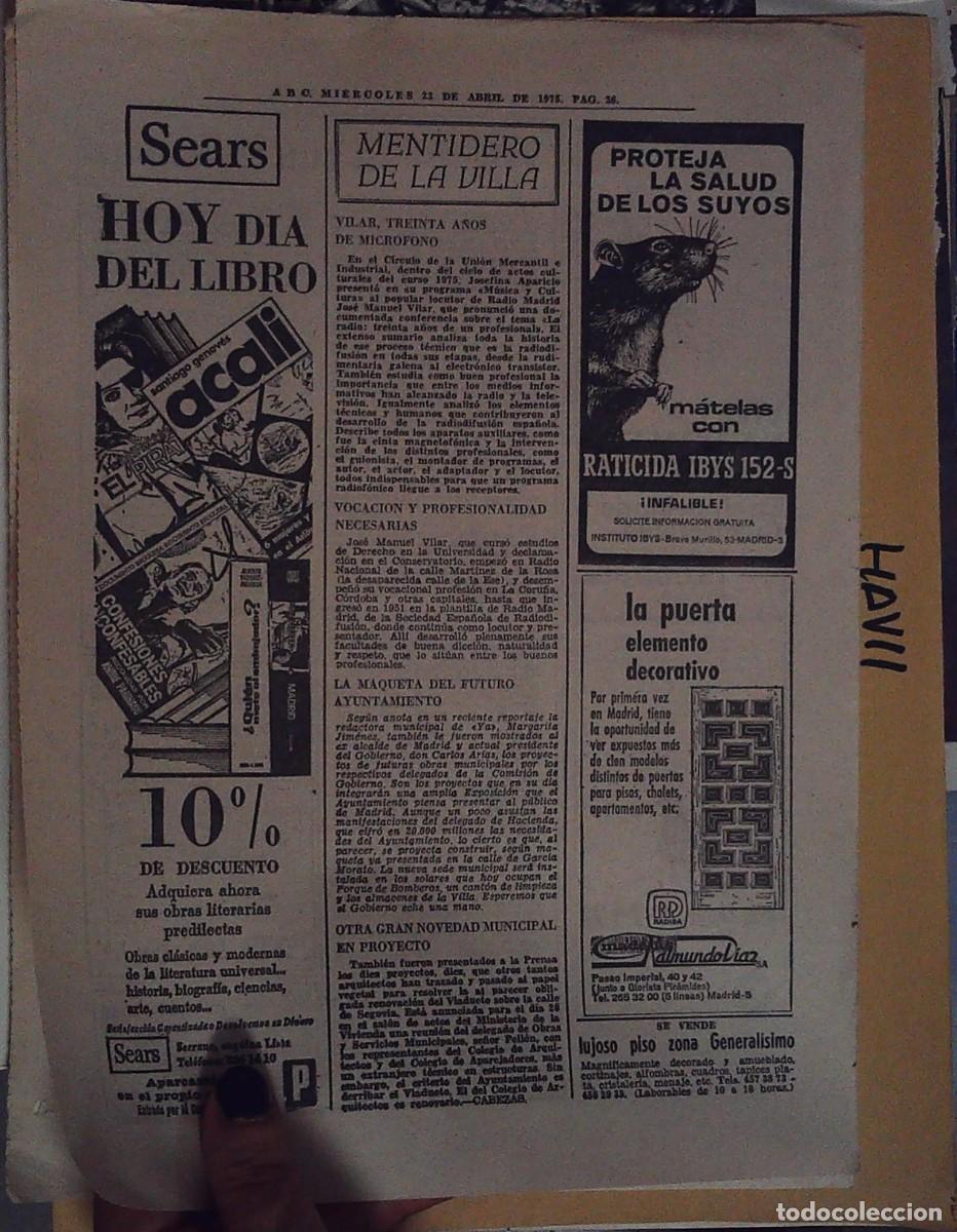 Coleccionismo de revistas y peri&oacute;dicos: SALVADOR DALI 1975 ANUNCIO EN PRENSA