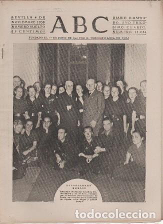 Coleccionismo de Revistas y Peri&oacute;dicos: PERIODICO ABC DE SEVILLA 4 DE NOVIEMBRE DE 1938 N&ordm; 11054 - A-ABC-0616