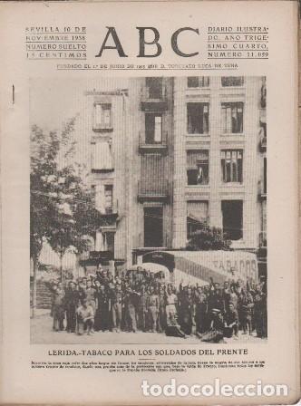 Coleccionismo de Revistas y Peri&oacute;dicos: PERIODICO ABC DE SEVILLA 10 DE NOVIEMBRE DE 1938 N&ordm; 11059 - A-ABC-0621