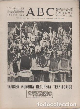 Coleccionismo de Revistas y Peri&oacute;dicos: PERIODICO ABC DE SEVILLA 12 DE NOVIEMBRE DE 1938 N&ordm; 11061 - A-ABC-0623
