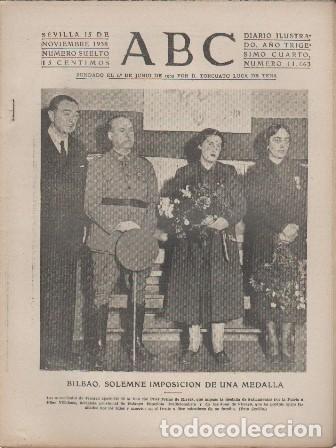 Coleccionismo de Revistas y Peri&oacute;dicos: PERIODICO ABC DE SEVILLA 15 DE NOVIEMBRE DE 1938 N&ordm; 11063 - A-ABC-0625