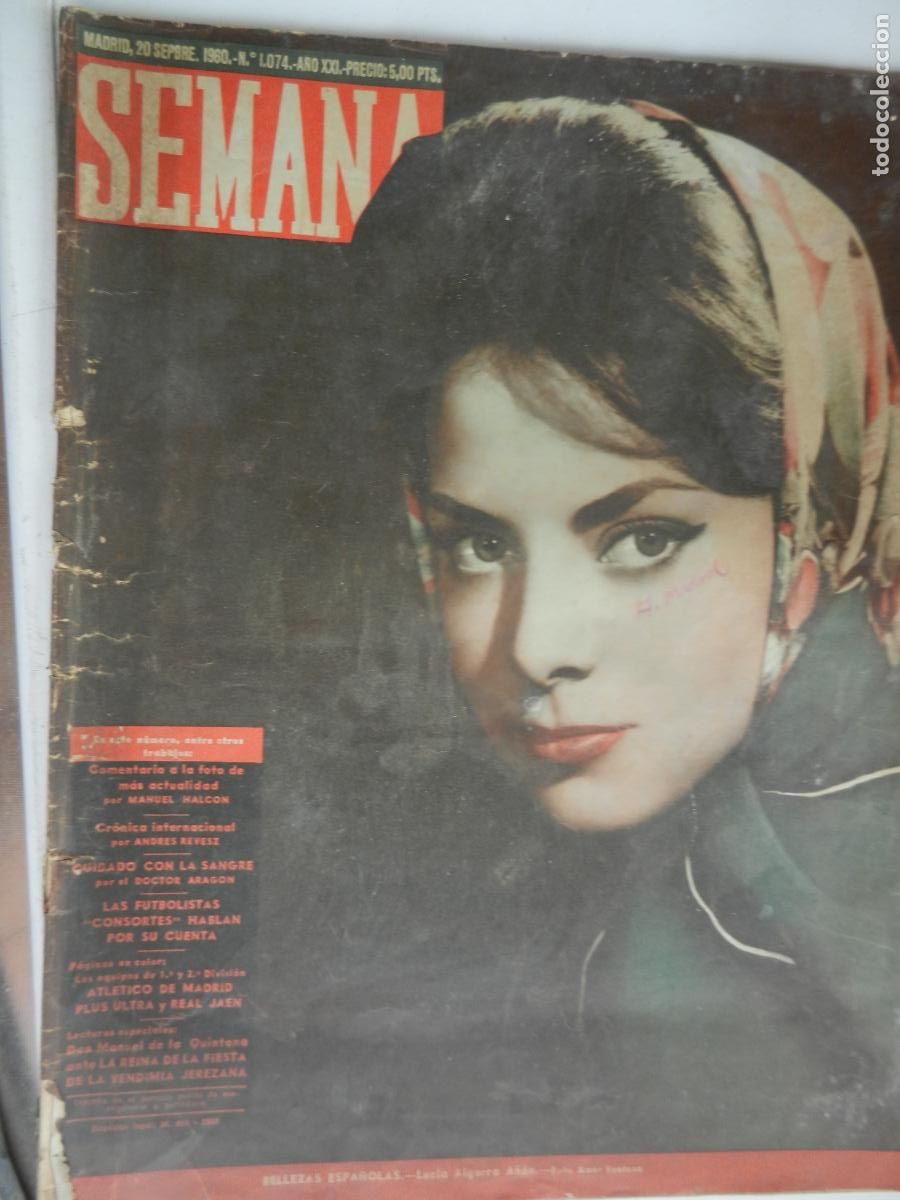Coleccionismo de Revistas y Peri&oacute;dicos: SEMANA REVISTA N&ordm; 1074- 20-09-1960 PORTADA LUCIA ALGARRA