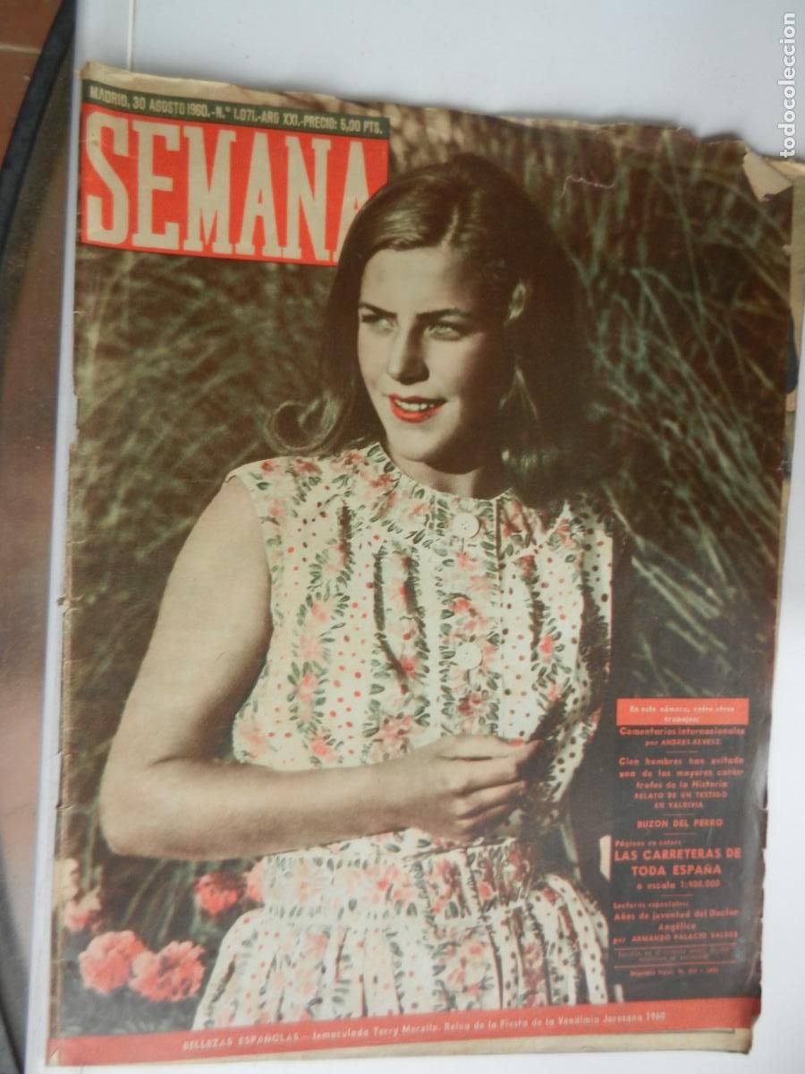Coleccionismo de Revistas y Peri&oacute;dicos: SEMANA REVISTA N&ordm; 1071-30-08-1960- PORTADA INMACULADA TERRY MERELLO REINA DE LA FIESTAS 1960 JEREZ