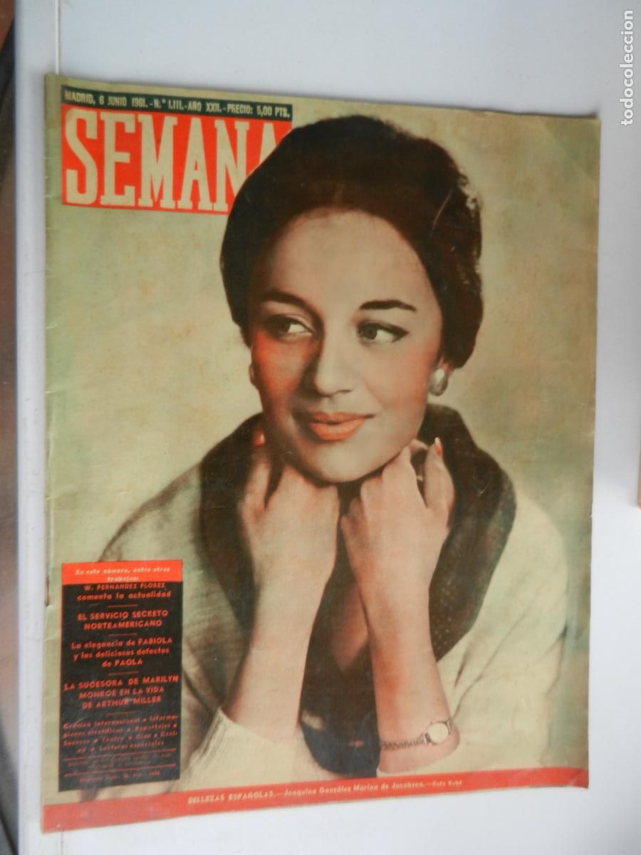 Coleccionismo de Revistas y Peri&oacute;dicos: SEMANA REVISTA N&ordm; 1111- 06-06-1961- PORTADA JOAQUINA GONZALEZ MARINA DE JACOBSON -