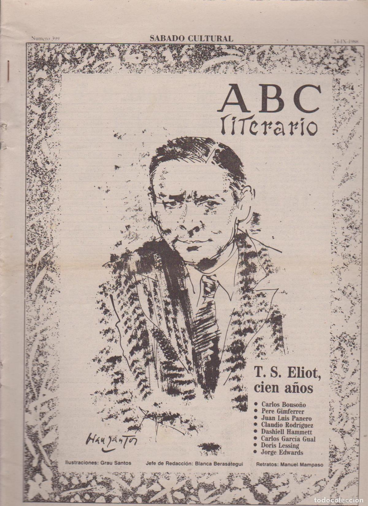 Coleccionismo de Revistas y Peri&oacute;dicos: Portada. T.S. Eliot. Septiembre 1988. ABC Literario.