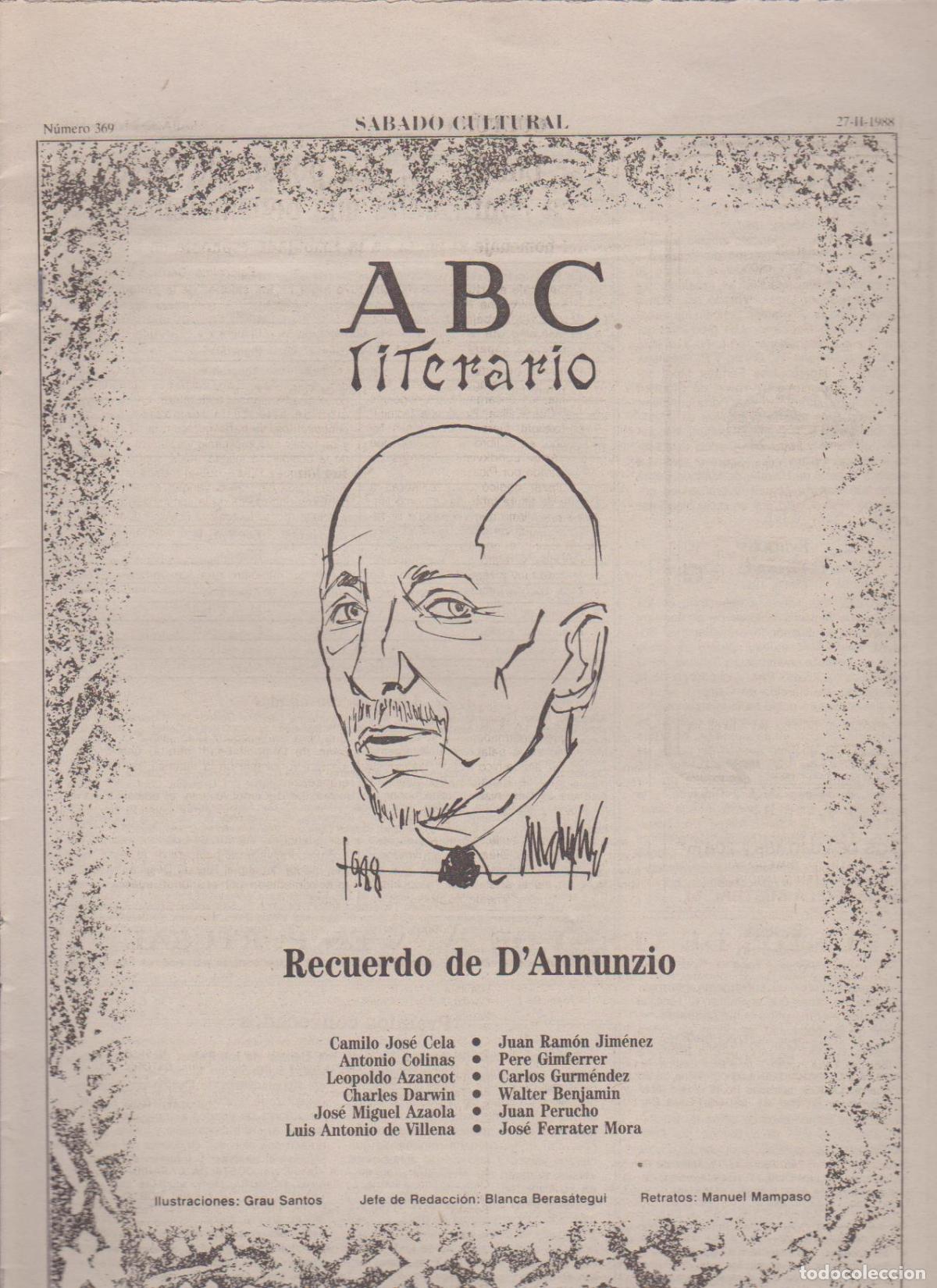 Coleccionismo de Revistas y Peri&oacute;dicos: Portada. Gabriele D'Annunzio. Febrero 1988. ABC Literario.