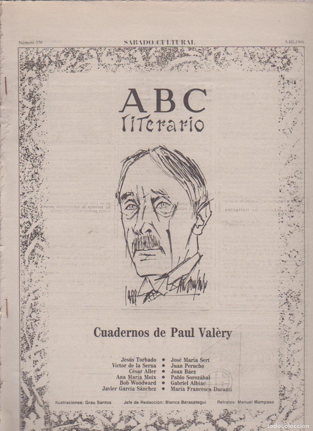 Coleccionismo de Revistas y Peri&oacute;dicos: Portada. Paul Val&egrave;ry. Marrzo 1988. ABC Literario.