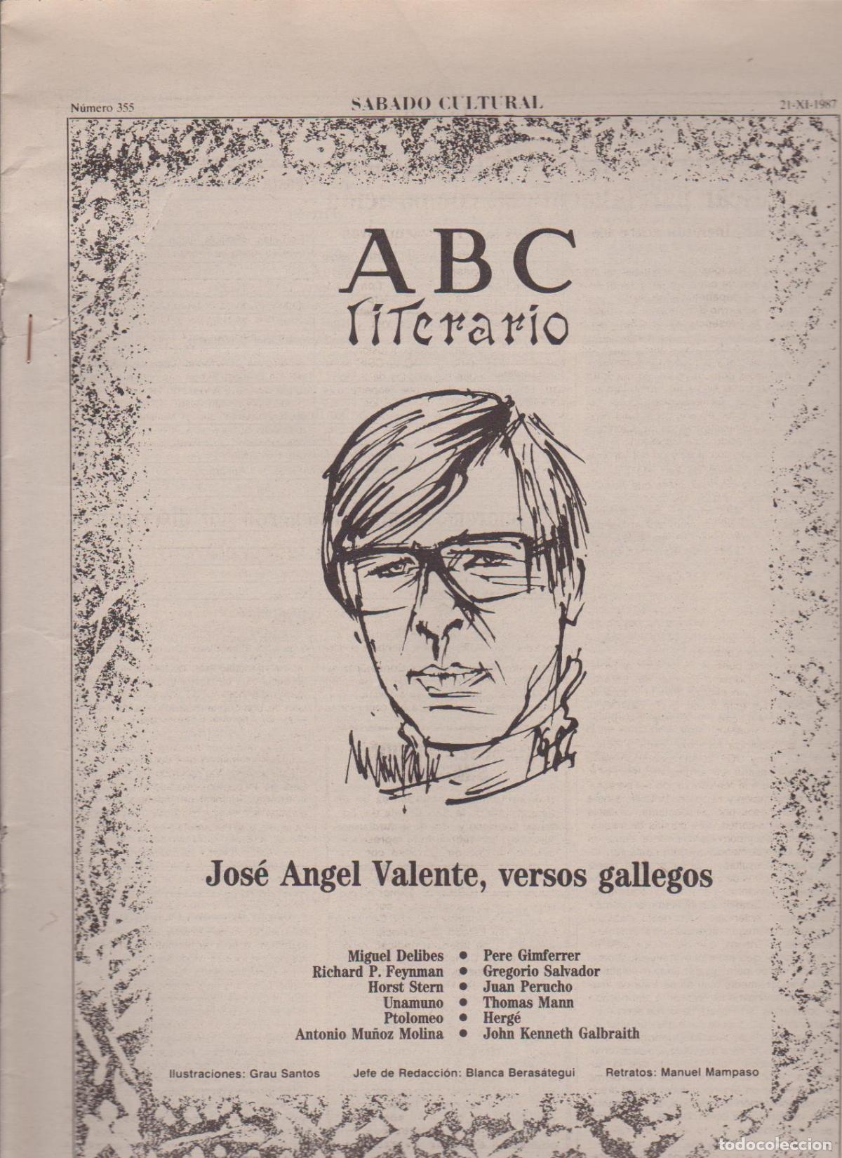 Coleccionismo de Revistas y Peri&oacute;dicos: Portada. Jos&eacute; &Aacute;ngel Valiente. Versos gallegos. Noviembre 1987. ABC Literario.