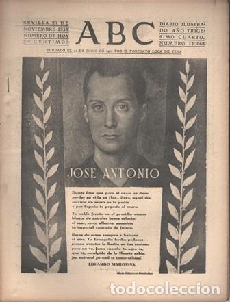 Coleccionismo de Revistas y Peri&oacute;dicos: PERIODICO ABC DE SEVILLA 20 DE NOVIEMBRE DE 1938 N&ordm; 11068 - A-ABC-0630
