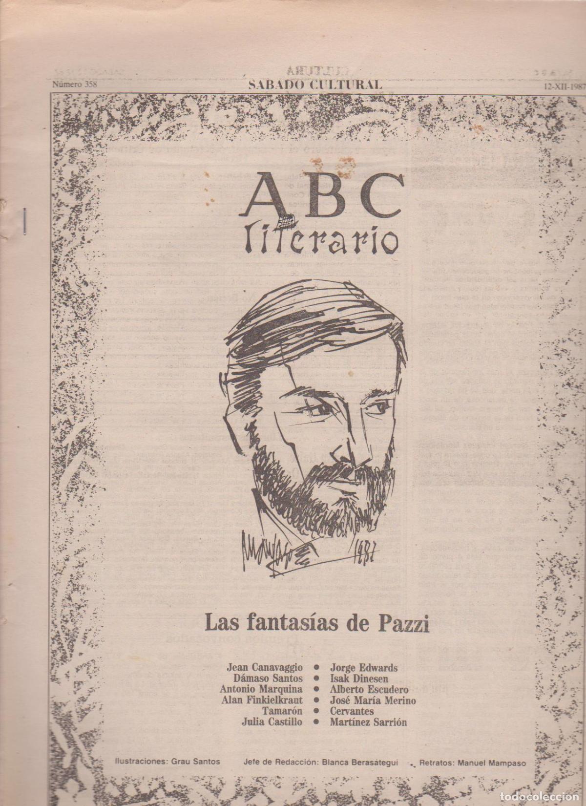 Coleccionismo de Revistas y Peri&oacute;dicos: Portada. Roberto Pazzi. Diciembre 1987. ABC Literario.