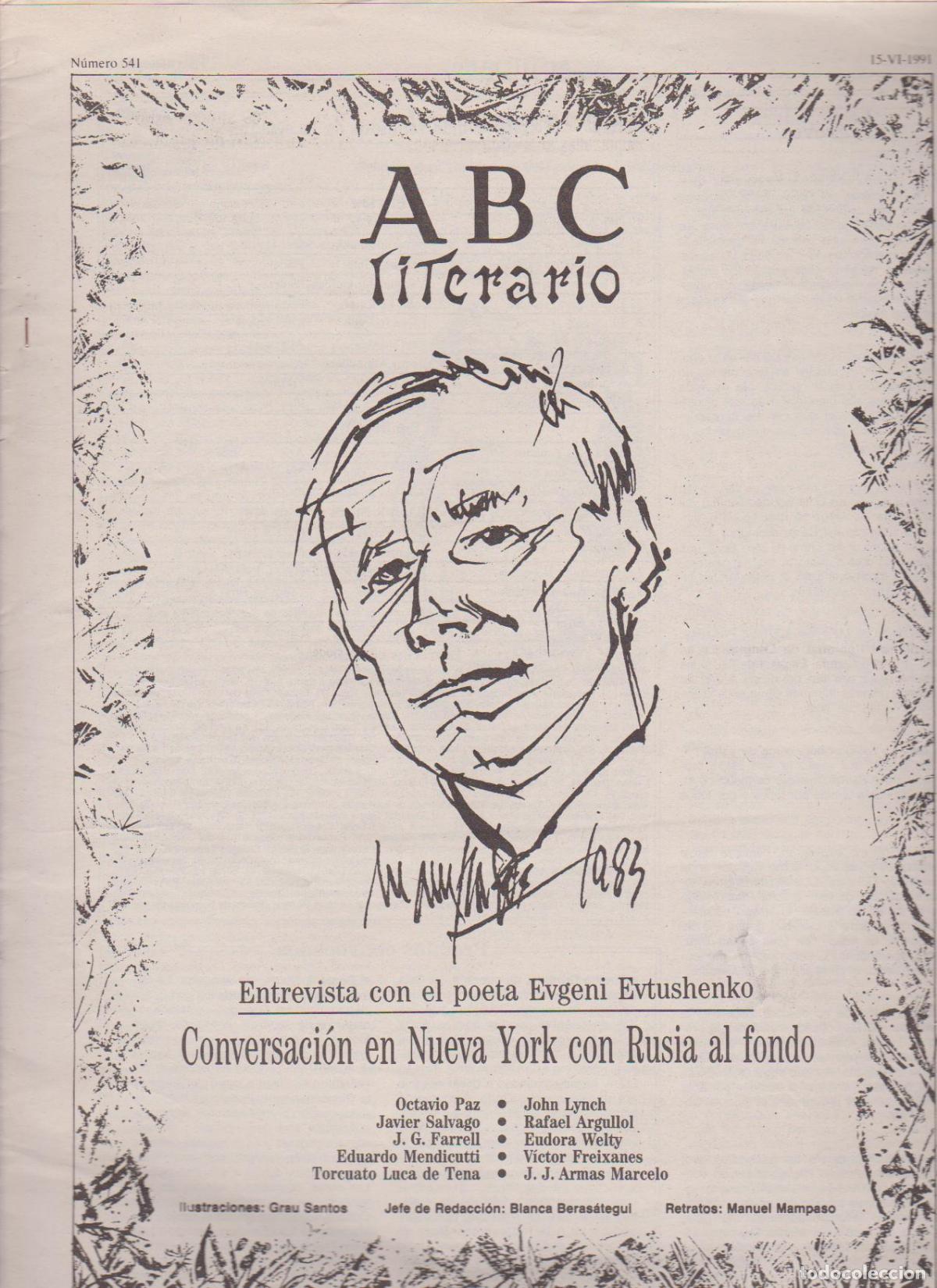 Coleccionismo de Revistas y Peri&oacute;dicos: Portada. Evgeni Evtushenko. Junio 1991. ABC Literario.