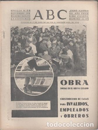 Coleccionismo de Revistas y Peri&oacute;dicos: PERIODICO ABC DE SEVILLA 26 DE NOVIEMBRE DE 1938 N&ordm; 11073 - A-ABC-0635