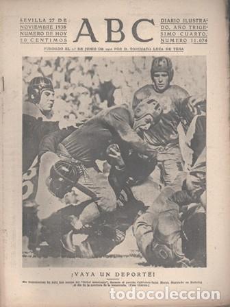 Coleccionismo de Revistas y Peri&oacute;dicos: PERIODICO ABC DE SEVILLA 27 DE NOVIEMBRE DE 1938 N&ordm; 11074 - A-ABC-0636